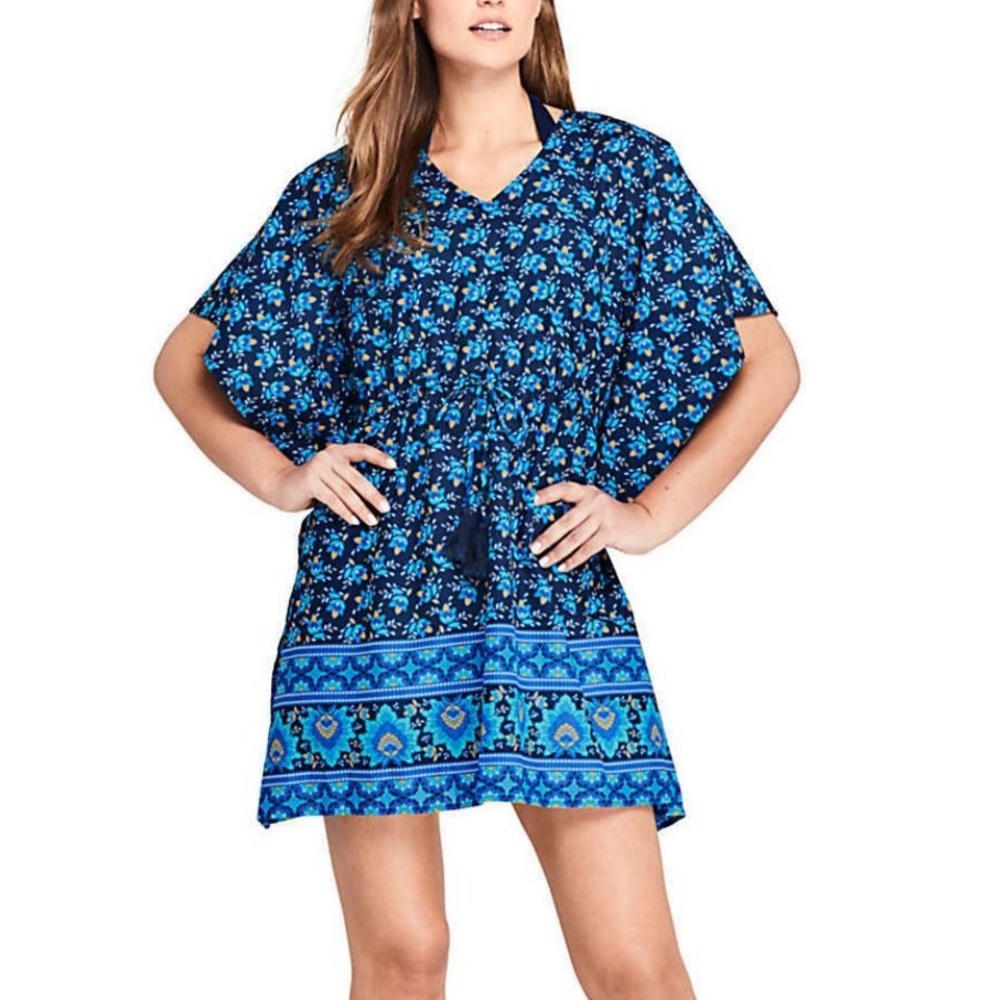 Lands’ End Kaftan Swim Cover-up sz M (10-12) NWOT